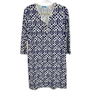 J. McLaughlin Sz Large Dress in Navy & White